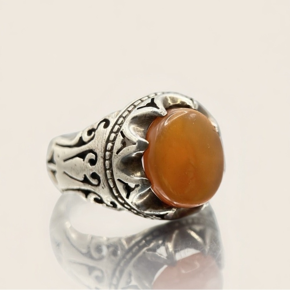 Vintage Natural Carnelian 925 Sterling Silver Ring